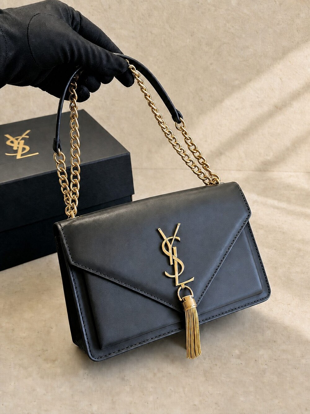 Yves Saint Laurent Kate Small Black Leather Tassel Chain Bag - Picture 6 of 6